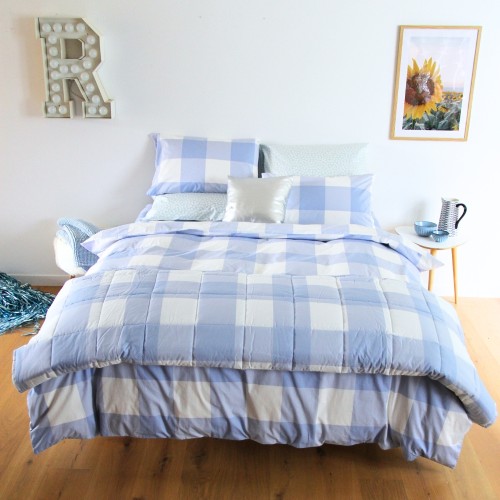 Duvet Covers-Billie Blue Gingham Duvet Cover Set