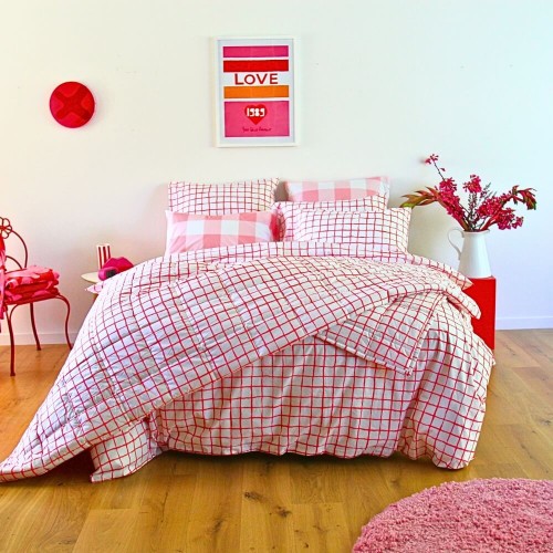 Duvet Covers-Celia Red &amp; White Duvet Cover Set