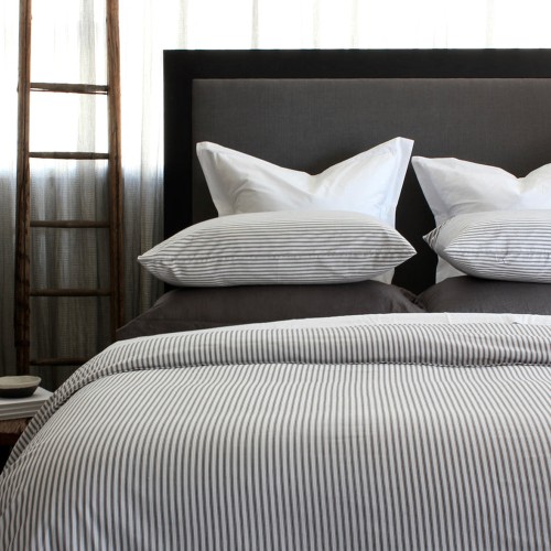 Duvet Covers-Classic Ticking Duvet Cover Set by Seneca - Black Stripe