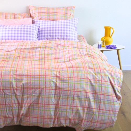 Duvet Covers-Florence Pink Stripe Duvet Cover Set