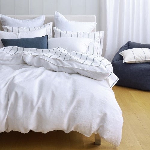 Duvet Covers-Laundered Linen Duvet Cover Set by MM Linen - White