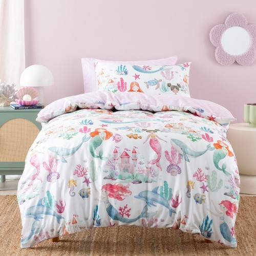 Duvet Covers-Mermaid Splash Duvet Cover Set by Squiggles