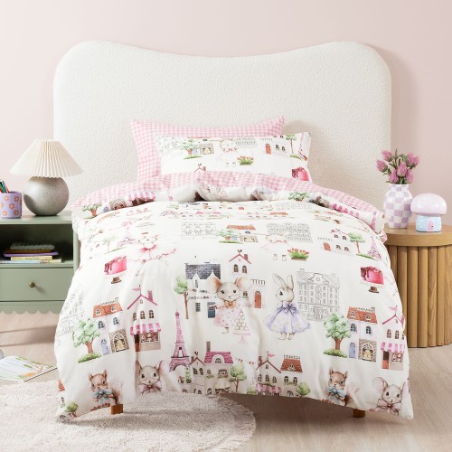 Duvet Covers-Paris Tails Duvet Cover Set by Squiggles