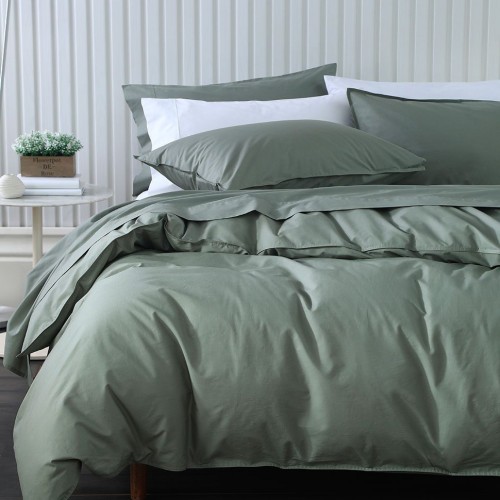 Duvet Covers-Pure Cotton Duvet Cover Set by MM Linen - Seagrass