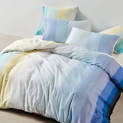 Duvet Covers-Sunrise Stripe Duvet Cover Set by Squiggles - Clearwater