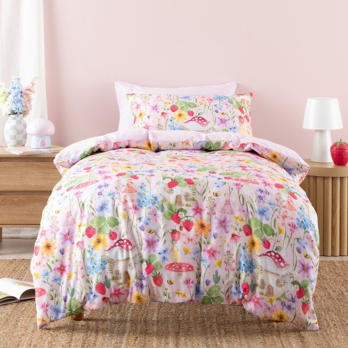 Duvet Covers-Strawberry Meadow Duvet Cover Set by Squiggles