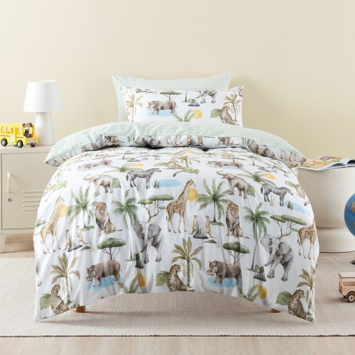 Duvet Covers-Sunny Safari Duvet Cover Set by Squiggles