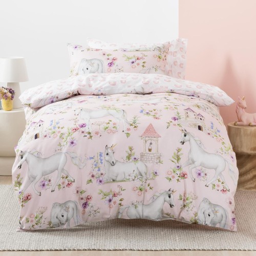Duvet Covers-Unicorn Blossom Duvet Cover Set by Squiggles