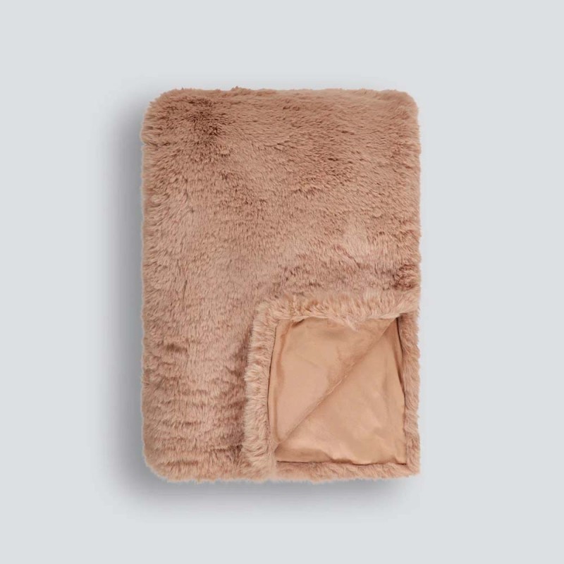 Pele Faux Fur Throw by Baya Toasted Coconut