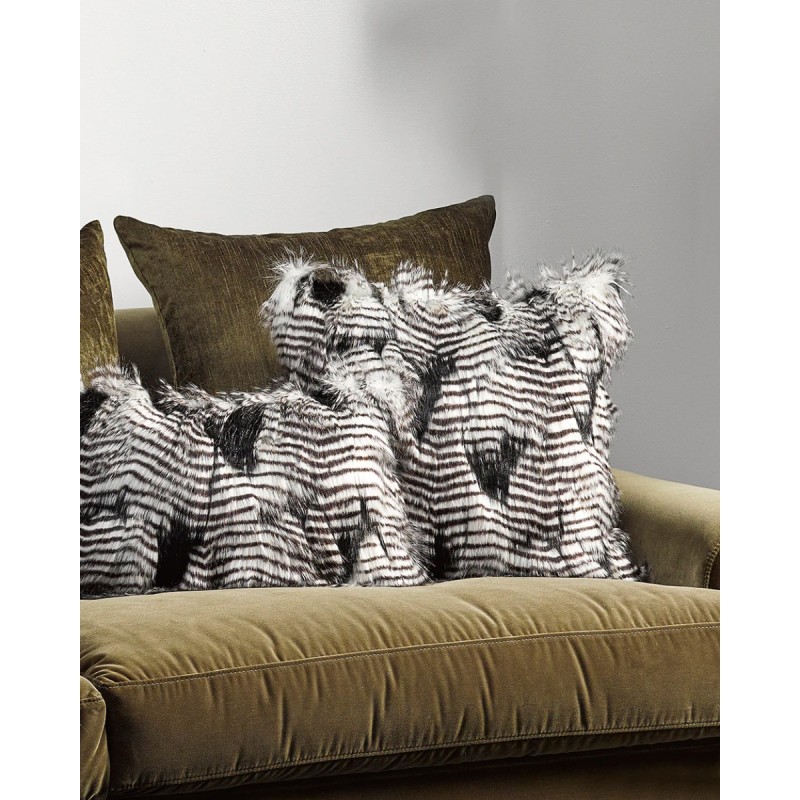 Heirloom Silver Pheasant Faux Fur Long Cushion