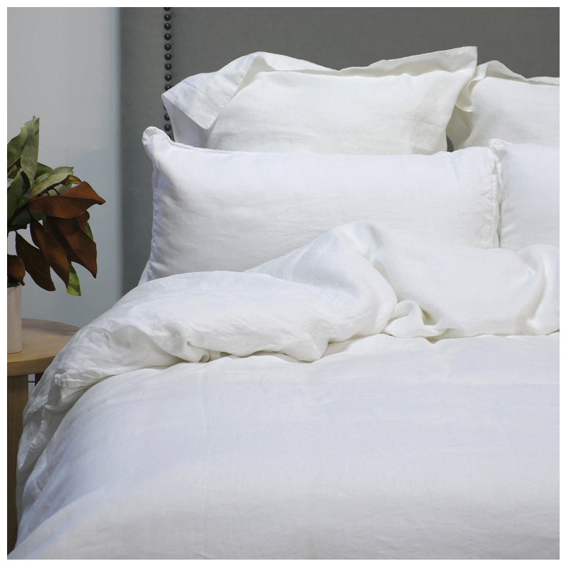 Stonewashed 100 Linen Duvet Cover by Vida White