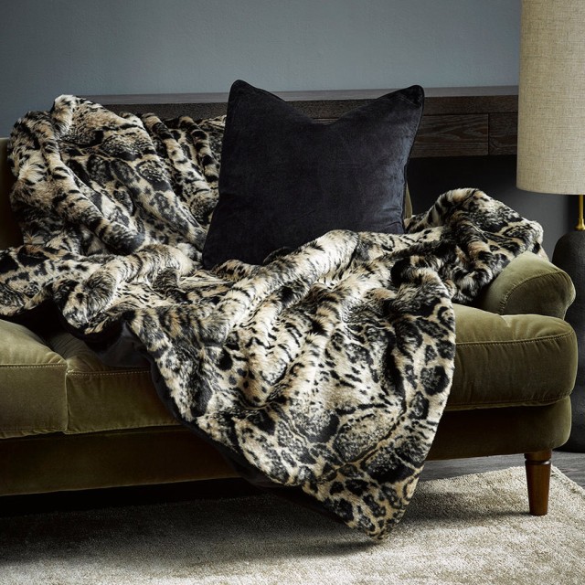 -Heirloom African Leopard Faux Fur Throw