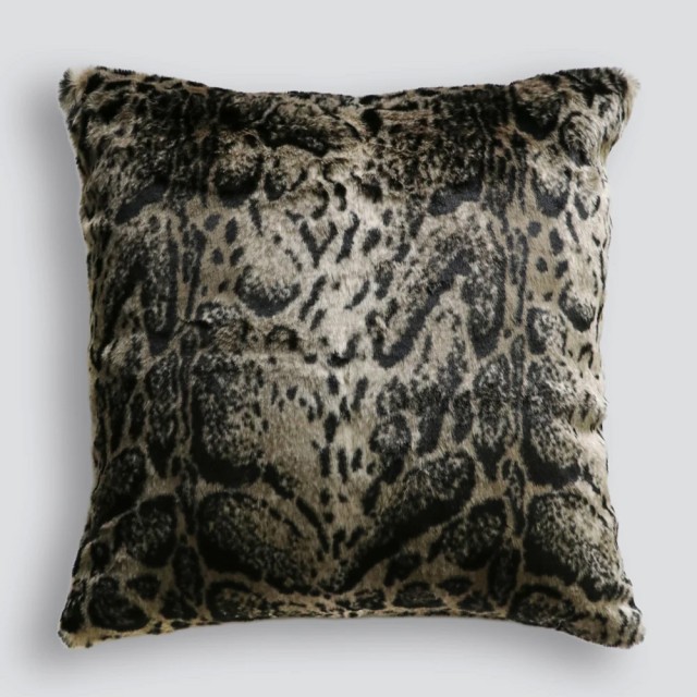 -Heirloom African Leopard Faux Fur Euro Cushion - 65cm