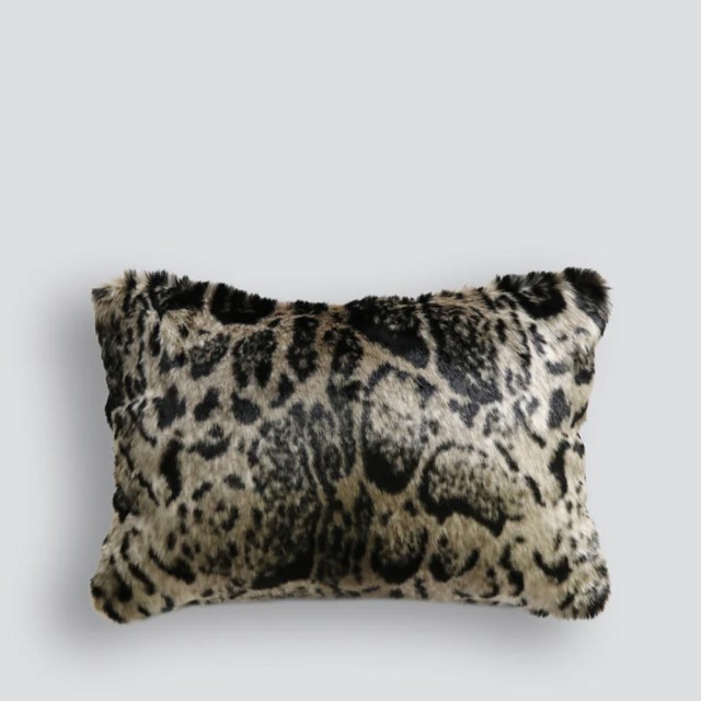 -Heirloom African Leopard Faux Fur Long Cushion