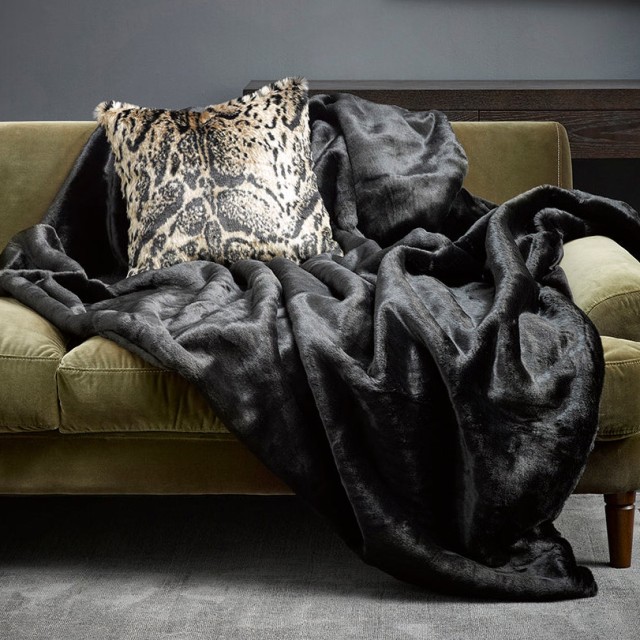 -Heirloom Black Panther Faux Fur Throw