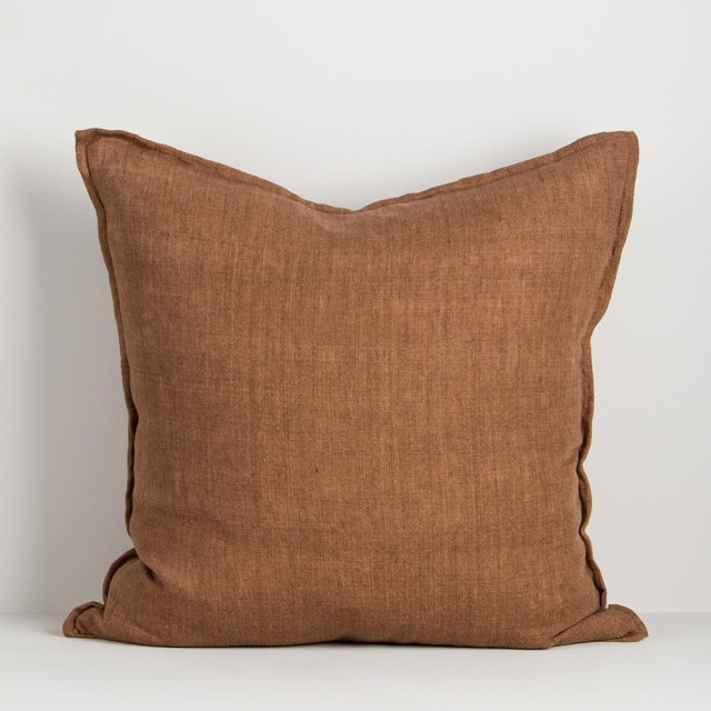 -Cassia 100% Linen Cover/Cushion by Baya - Chestnut