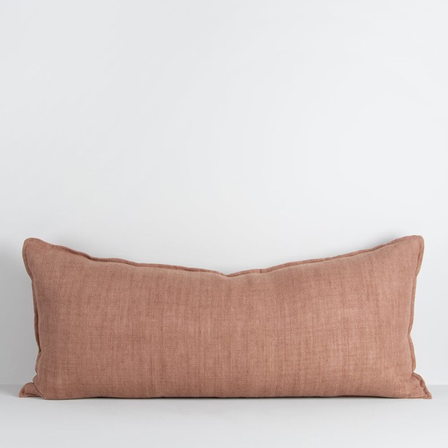 -Flaxmill 100% Linen Lodge Lumbar Cover/Cushion by Baya - Clay