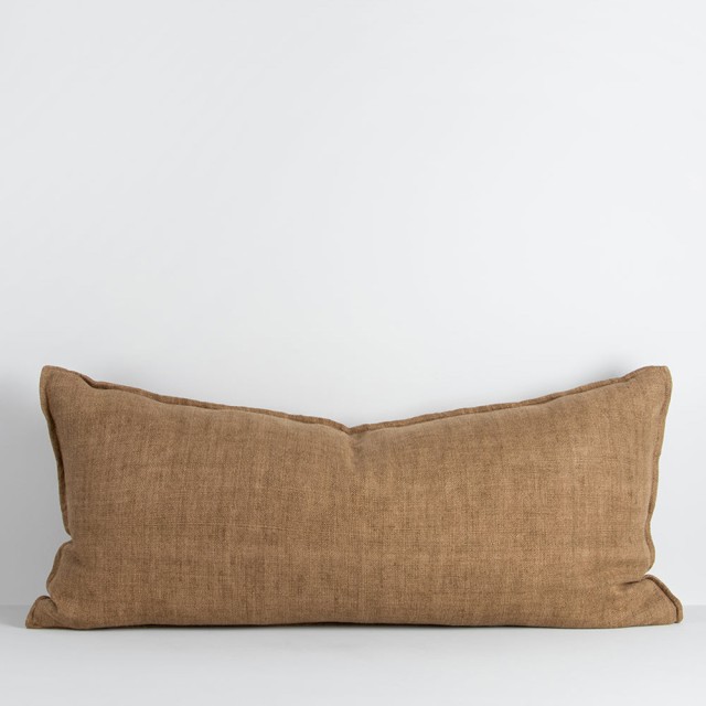 -Flaxmill 100% Linen Lodge Lumbar Cover/Cushion by Baya - Fenugreek