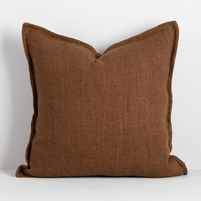 -Flaxmill 100% Linen Cover/Cushion by Baya - Pecan