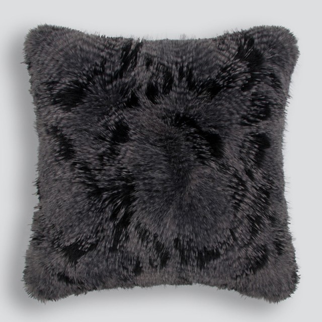 -Heirloom Grey Owl Faux Fur Euro Cushion - 65cm