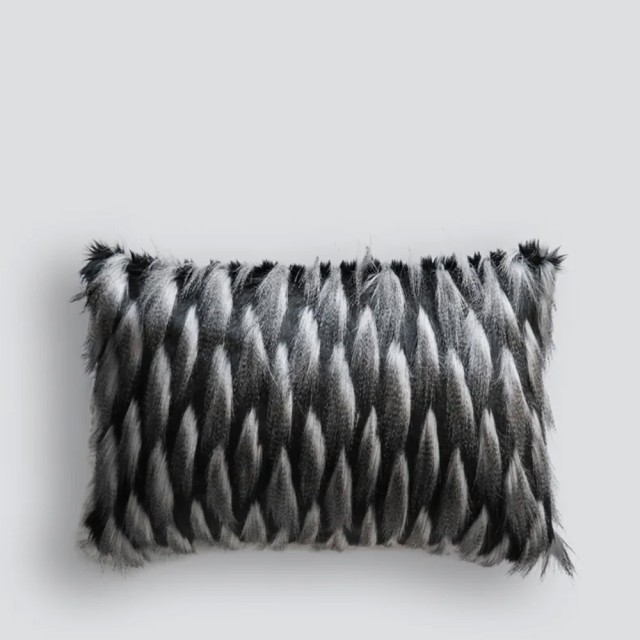 -Heirloom Guinea Fowl Faux Fur Long Cushion