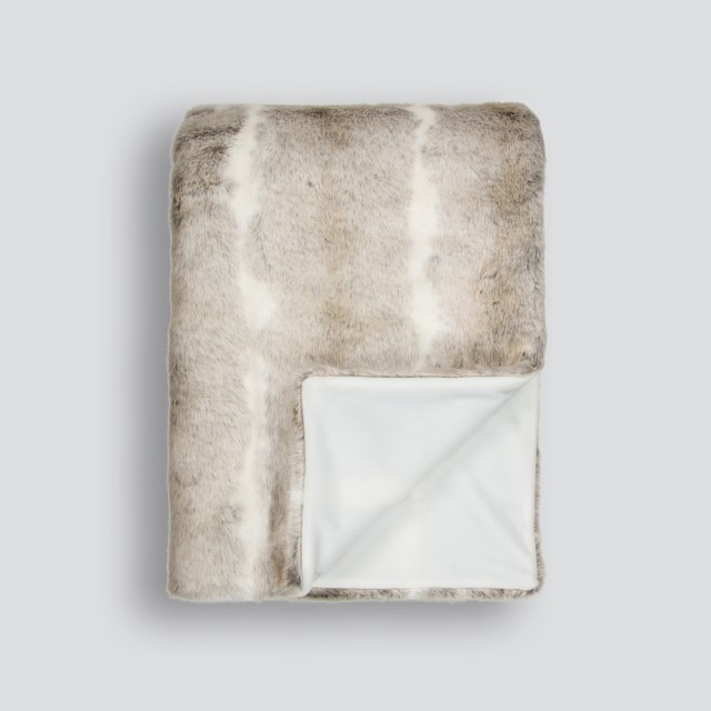 -Heirloom Silver Rabbit Faux Fur Throw