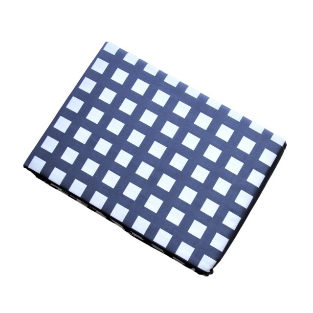 King Single/Double (180 x 210cm)-Ink Blue Check Fitted Sheet