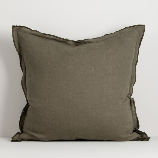 -100% Linen Linden Square Cover/Cushion by Baya - Olive