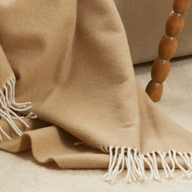 -Mosman 100% Merino Wool Throw by Baya - Sand