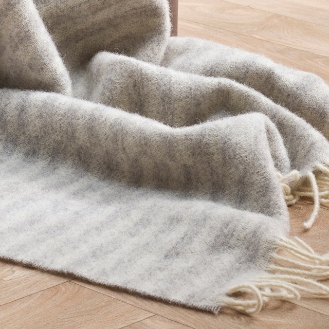 -Noah 100% NZ Wool Throw by Baya - Silver