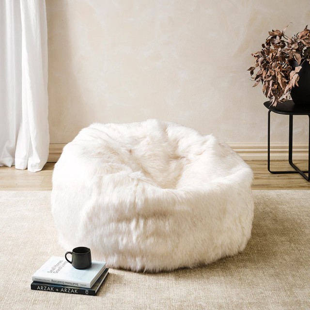 -Heirloom Faux Fur Norwegian Fox Plush Pod Beanbag Cover