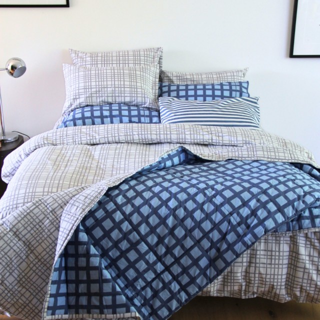-Jimmy &amp; Paddy Blue Check Bedspread