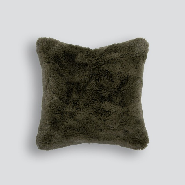 -Pelage Faux Fur Cushion by Ollo - Olive