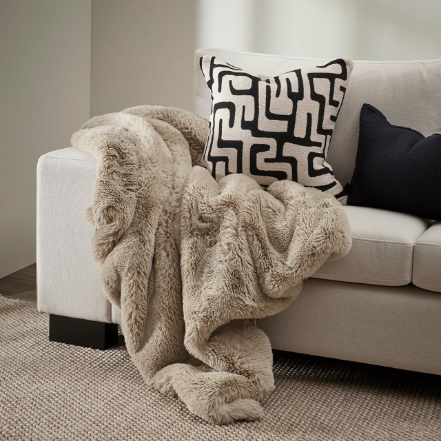 -Pelage Faux Fur Throw by Ollo - Taupe