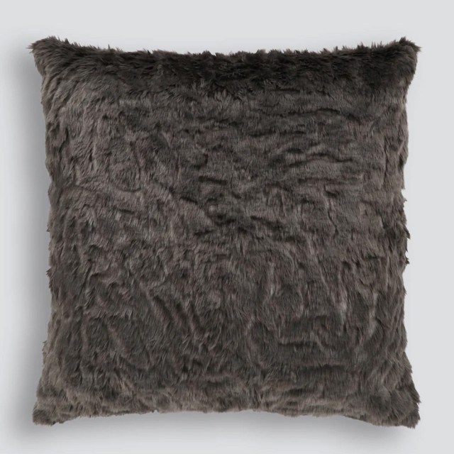 -Heirloom Pewter Chinchilla Faux Fur Euro Cushion - 65cm