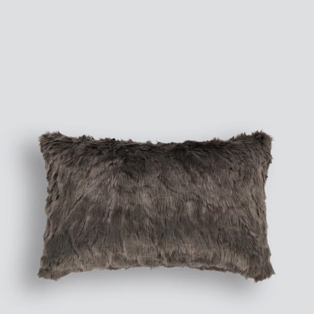 -Heirloom Pewter Chinchilla Faux Fur Long Cushion