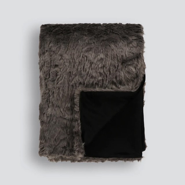 -Heirloom Pewter Chinchilla Faux Fur Throw