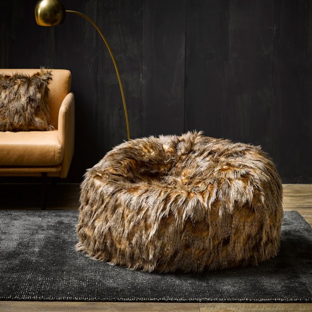 -Heirloom Faux Fur Red Fox Plush Pod Beanbag Cover