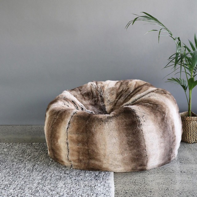 -Heirloom Faux Fur Sable Plush Pod Beanbag Cover