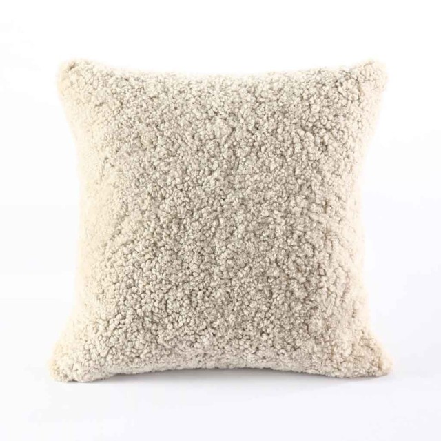 -NZ Short Wool Sheepskin Cushion by MM Linen - Cloud