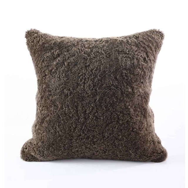 -NZ Short Wool Sheepskin Cushion by MM Linen - Mushroom