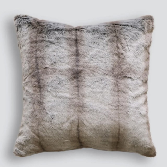 -Heirloom Silver Marten Faux Fur Euro Cushion - 65cm