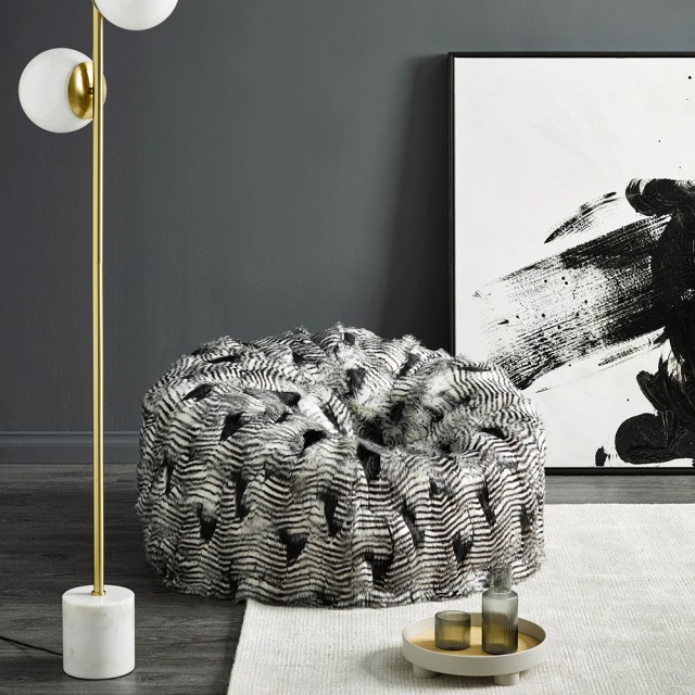 -Heirloom Faux Fur Silver Pheasant Plush Pod Beanbag Cover