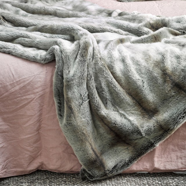 -Heirloom Silver Marten Faux Fur Throw