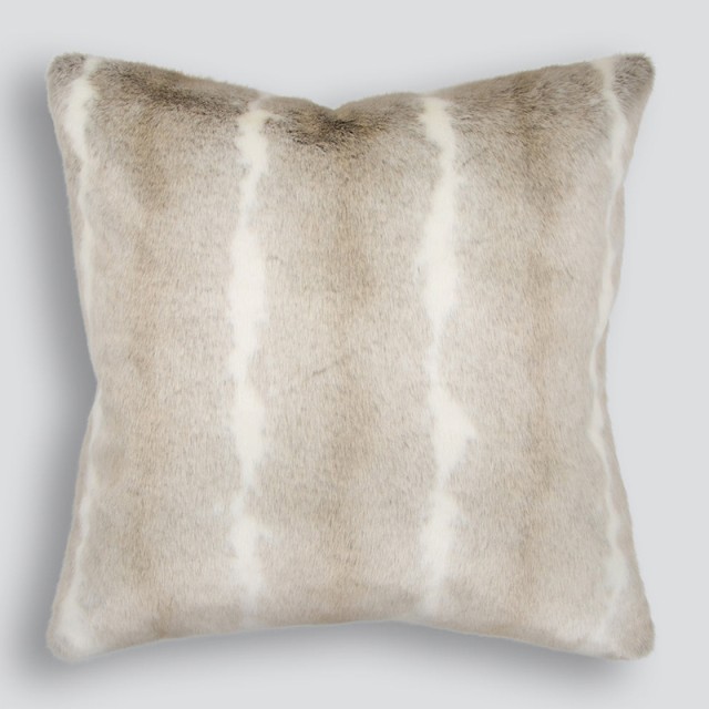 -Heirloom Silver Rabbit Faux Fur Euro Cushion - 65cm