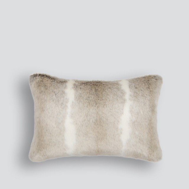 -Heirloom Silver Rabbit Faux Fur Long Cushion