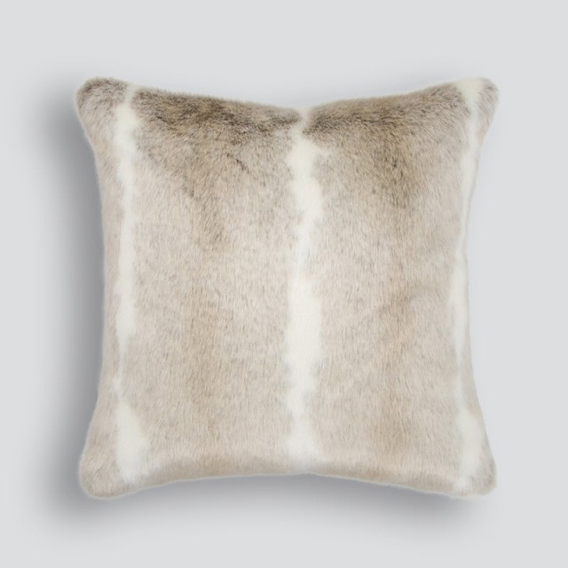-Heirloom Silver Rabbit Faux Fur Cushion - 45cm