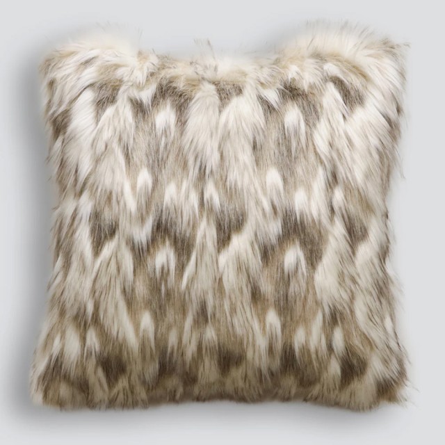 -Heirloom Snowshoe Hare Faux Fur Euro Cushion - 65cm