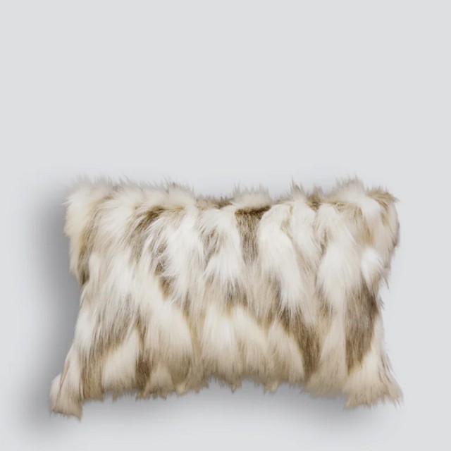 -Heirloom Snowshoe Hare Faux Fur Long Cushion