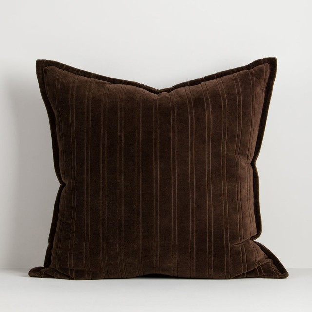 -Stria Velvet Cover/Cushion by Baya - Chocolate
